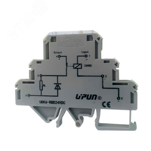 Изображение товара Модуль релейный UDK6-RBD24Vdc 24 В DC, 1 НЗ, диод защиты выхода (шт)