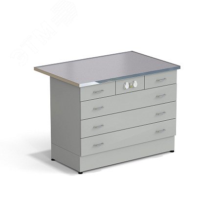 Изображение товара Лабораторная стол-тумба ЭКРОС 1200х800х900 мм с электрикой и керамогранитной поверхностью