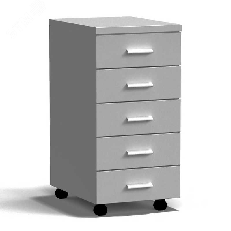 Изображение товара Лабораторная тумба подкатная 5 ящиков 400х540х820мм серый металл