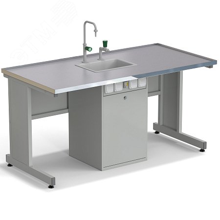 Изображение товара Стол ученический лабораторный с электрикой и подводом воды 1500х750х760 МКГ