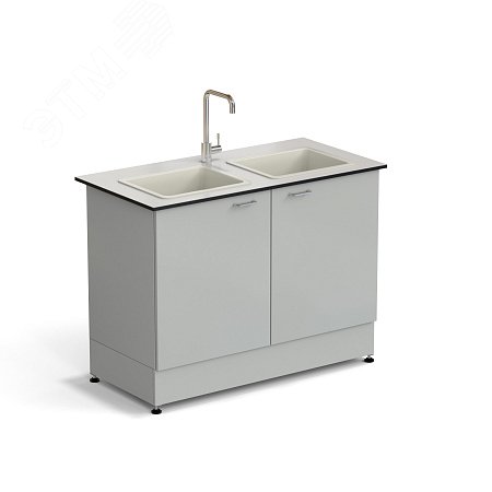 Изображение товара Лабораторный стол-мойка ЭКРОС 1200x600x900 мм, две чаши полипропилен