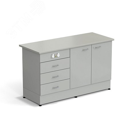 Изображение товара Лабораторный стол-тумба ЭКРОС 1500х600х900 мм с электрикой и ламинатом серым Изображение товара Лабораторный стол-тумба ЭКРОС 1500х600х900 мм с электрикой и ламинатом серым