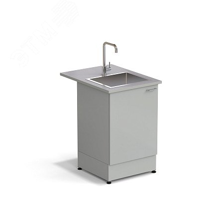 Изображение товара Лабораторный стол-мойка ЭКРОС 600х800х900 мм нержавеющая сталь монолитный керамогранит