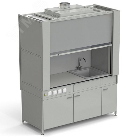 Изображение товара Лабораторный шкаф вытяжной стеклопластиковый с мойкой и электрикой 1800х820х2240 мм