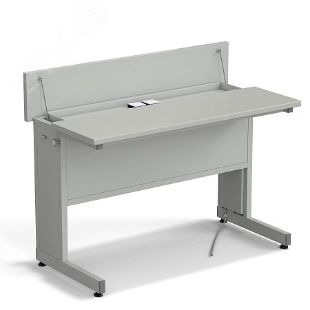 Изображение товара Ученический лабораторный стол с откидной крышкой и розетками 1200x600x950 серый ламинированный Изображение товара Ученический лабораторный стол с откидной крышкой и розетками 1200x600x950 серый ламинированный