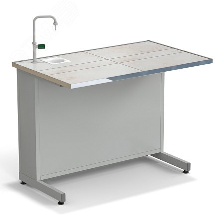 Изображение товара Лабораторный демонстрационный стол с керамической поверхностью и подводом воды 1212х750х900 Изображение товара Лабораторный демонстрационный стол с керамической поверхностью и подводом воды 1212х750х900