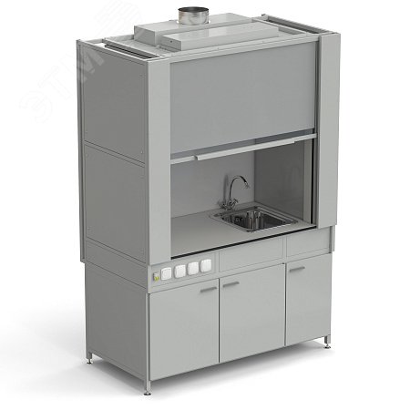 Изображение товара Вытяжной лабораторный шкаф из стеклопластика с мойкой и электрикой 1500х820х2240 мм