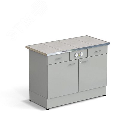 Изображение товара Лабораторный стол-тумба ЭКРОС 1200х600х900 мм с дверями ящиками и электрикой Изображение товара Лабораторный стол-тумба ЭКРОС 1200х600х900 мм с дверями ящиками и электрикой