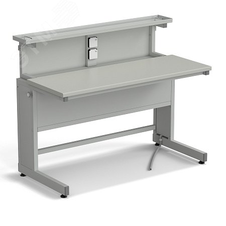 Изображение товара Учебный лабораторный стол с выдвижным блоком и розетками 1200х600х965 серый ламинат Изображение товара Учебный лабораторный стол с выдвижным блоком и розетками 1200х600х965 серый ламинат