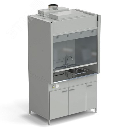 Изображение товара Лабораторный шкаф вытяжной с мойкой из нержавеющей стали 1200х900х2145 мм