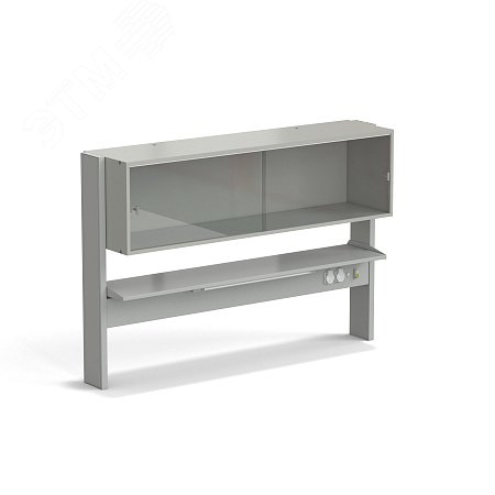 Изображение товара Лабораторный стеллаж ЭКРОС пристенной на 1500 с одной полкой и книжным шкафом