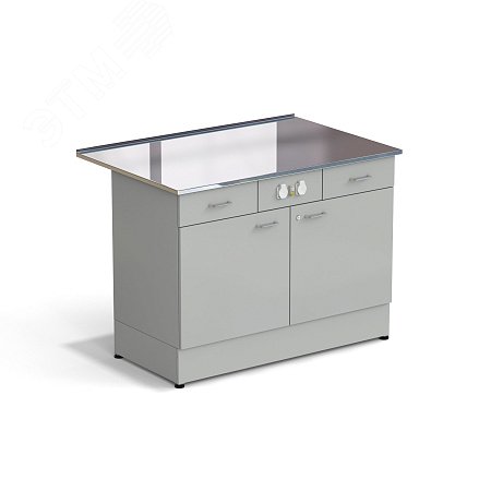 Изображение товара Лабораторный стол-тумба ЭКРОС 1200х800х900 мм с электрикой из нержавеющей стали