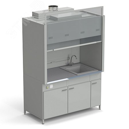 Изображение товара Шкаф вытяжной лабораторный с мойкой 1500х900х2145 мм МОНОЛИТНЫЙ керамогранит