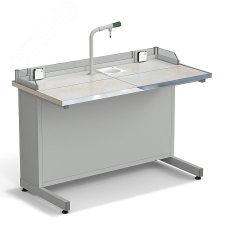 Изображение товара Лабораторный ученический стол с подводом воды и керамической поверхностью 1212х610х840 Изображение товара Лабораторный ученический стол с подводом воды и керамической поверхностью 1212х610х840