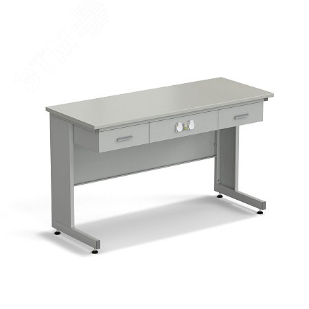 Изображение товара Лабораторный стол с ящиками и электрикой ЭКРОС 1500х600х900 мм серый ламинированный