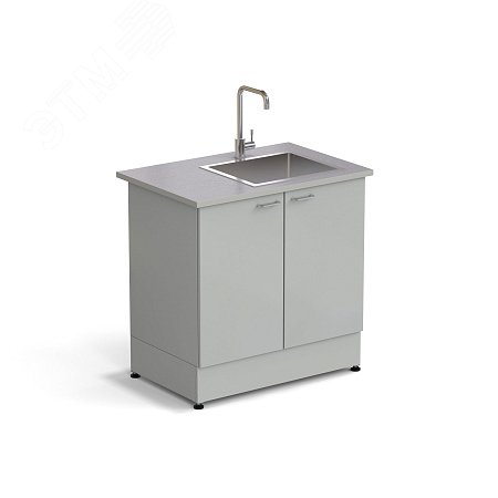 Изображение товара Лабораторный стол-мойка ЭКРОС 900х600х900 мм с нержавеющей чашей и керамогранитной поверхностью