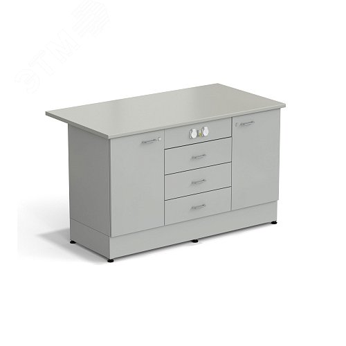 Изображение товара Стол-тумба лабораторная ЭКРОС 1500х800х900 мм 1 дверь + 1 дверь + 3 ящика с электрикой, раб. поверхность - ЛАМИНАТ СЕРЫЙ (ЛС,СМ) (шт)