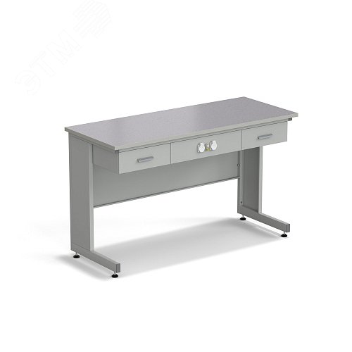 Изображение товара Стол лабораторный приборный с ящиками и электрикой ЭКРОС 1500х600х900 мм, раб. поверхность - МОНОЛИТНЫЙ КЕРАМОГРАНИТ с ПВХ кромкой (МКГ,ПВХСМ) (шт)