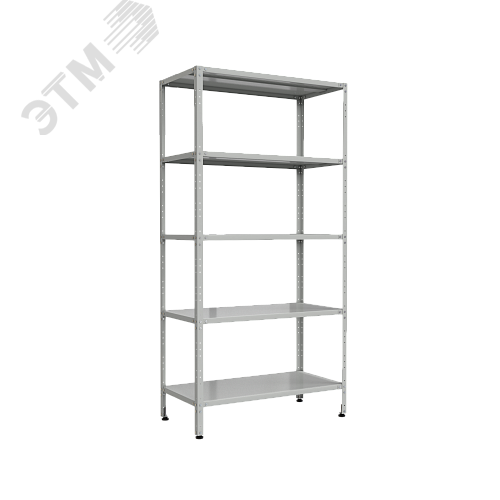 Изображение товара Стеллаж лабораторный универсальный 5 полок 1000*500*2000 мм, на винтовых опорах, серый металл (СТ,СМ) (шт)