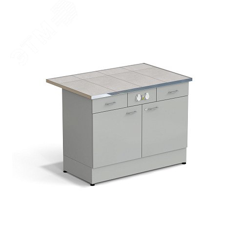 Изображение товара Стол-тумба лабораторная ЭКРОС 1200х800х900 мм 2 двери + 2 ящика с электрикой, раб. поверхность - КЕРАМИКА с НС бортиком (КЕ,НССМ) (шт)