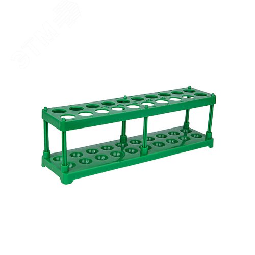 Изображение товара Штатив для пробирок (20 гнезд, h=75 мм) ПП зелёный (шт)