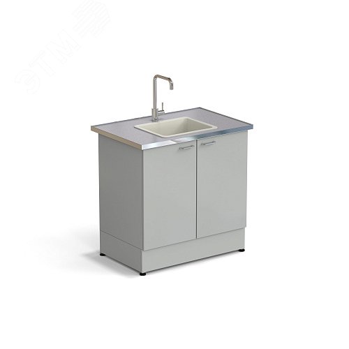 Изображение товара Стол-мойка лабораторная ЭКРОС 900х600х900 мм, чаша полипропилен по центру, раб. поверхность - МОНОЛИТНЫЙ КЕРАМОГРАНИТ с НС бортиком (МКГ,НССМ) (шт)