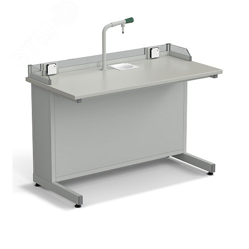 Изображение товара Стол ученический лабораторный с подводом воды, с бортиком и розетками 1200х600х840, раб. поверхность - ЛАМИНАТ СЕРЫЙ (ЛС,СМ) (шт)