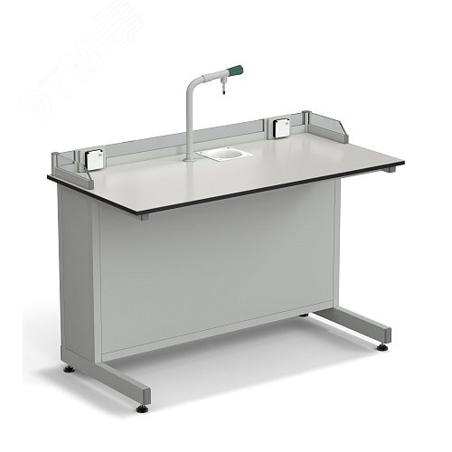 Изображение товара Стол ученический лабораторный с подводом воды, с бортиком и розетками 1200х600х840, раб. поверхность - LABGRADE (LG,СМ) (шт)
