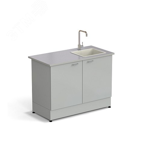 Изображение товара Стол-мойка лабораторная ЭКРОС 1200х600х900 мм, чаша полипропилен справа, раб. поверхность - МОНОЛИТНЫЙ КЕРАМОГРАНИТ с ПВХ кромкой (МКГ,ПВХСМ) (шт)