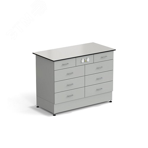 Изображение товара Стол-тумба лабораторная ЭКРОС 1200х600х900 мм 2 ящика + 3 ящика + 3 ящика с электрикой, раб. поверхность - LABGRADE (LG,СМ) (шт)