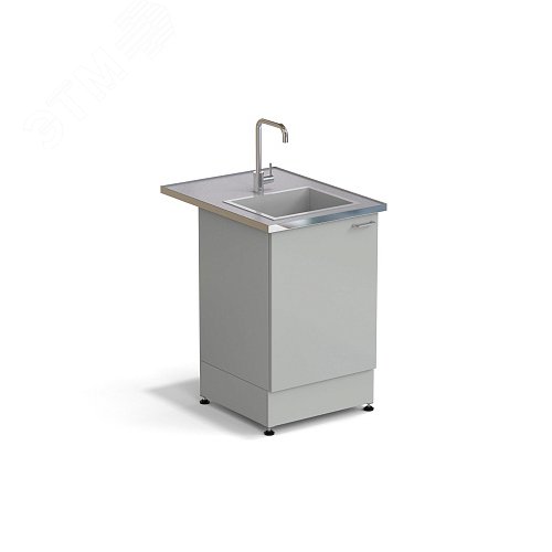 Изображение товара Стол-мойка лабораторная ЭКРОС 600х800х900 мм, чаша стеклопластик, раб. поверхность - МОНОЛИТНЫЙ КЕРАМОГРАНИТ с НС бортиком (МКГ,НССМ) (шт)