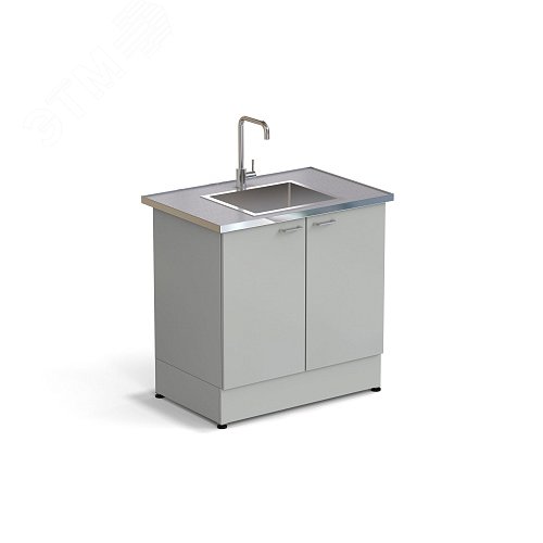 Изображение товара Стол-мойка лабораторная ЭКРОС 900х600х900 мм, чаша нержавеющая сталь по центру, раб. поверхность - МОНОЛИТНЫЙ КЕРАМОГРАНИТ с НС бортиком (МКГ,НССМ) (шт)