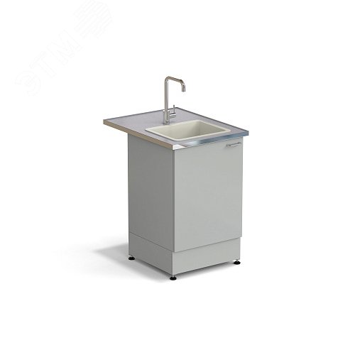 Изображение товара Стол-мойка лабораторная ЭКРОС 600х800х900 мм, чаша полипропилен, раб. поверхность - МОНОЛИТНЫЙ КЕРАМОГРАНИТ с НС бортиком (МКГ,НССМ) (шт)