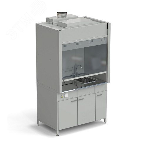 Изображение товара Шкаф вытяжной лабораторный с мойкой из НС и смесителем 1200х900х2145 мм, раб. поверхность - НЕРЖАВЕЮЩАЯ СТАЛЬ (НС,СМ) (шт)