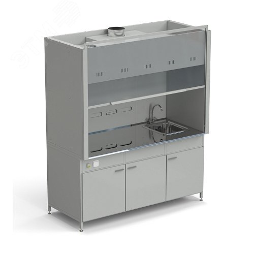 Изображение товара Шкаф вытяжной лабораторный с мойкой из НС и смесителем 1800х900х2145 мм, раб. поверхность - НЕРЖАВЕЮЩАЯ СТАЛЬ (НС,СМ) (шт)