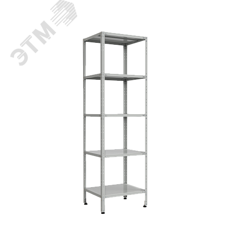 Изображение товара Стеллаж лабораторный универсальный 5 полок 600*500*2000 мм, на винтовых опорах, серый металл (СТ,СМ) (шт)