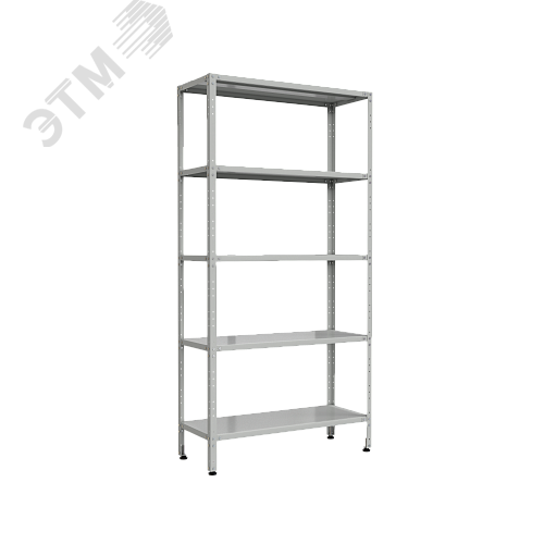 Изображение товара Стеллаж лабораторный универсальный 5 полок 1000*400*2000 мм, на винтовых опорах, серый металл (СТ,СМ) (шт)
