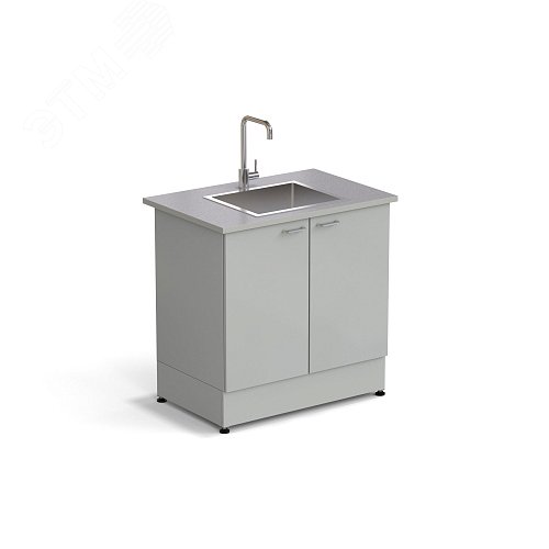 Изображение товара Стол-мойка лабораторная ЭКРОС 900х600х900 мм, чаша нержавеющая сталь по центру, раб. поверхность - МОНОЛИТНЫЙ КЕРАМОГРАНИТ с ПВХ кромкой (МКГ,ПВХСМ) (шт)