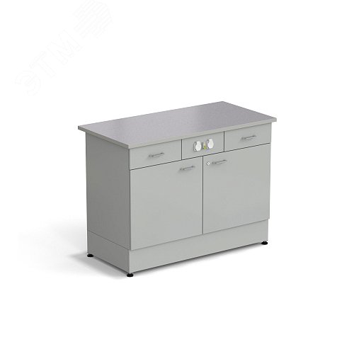 Изображение товара Стол-тумба лабораторная ЭКРОС 1200х600х900 мм 2 двери + 2 ящика с электрикой, раб. поверхность - МОНОЛИТНЫЙ КЕРАМОГРАНИТ с ПВХ кромкой (МКГ,ПВХСМ) (шт)