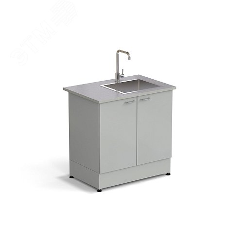 Изображение товара Стол-мойка лабораторная ЭКРОС 900х600х900 мм, чаша нержавеющая сталь справа, раб. поверхность - МОНОЛИТНЫЙ КЕРАМОГРАНИТ с ПВХ кромкой (МКГ,ПВХСМ) (шт)