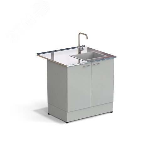 Изображение товара Стол-мойка лабораторная ЭКРОС 900х800х900 мм, чаша стеклопластик справа, раб. поверхность - НЕРЖАВЕЮЩАЯ СТАЛЬ (НС,СМ) (шт)