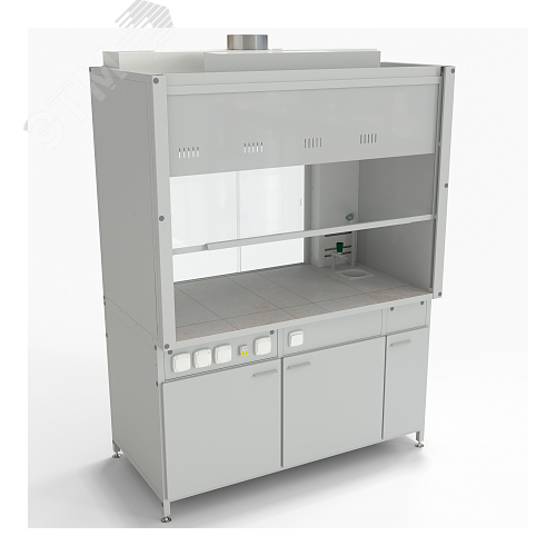 Изображение товара Шкаф демонстрационный лабораторный специализированный, с электрикой 1500х800х2140, раб. поверхность - КЕРАМИКА (КЕ,СМ) (шт)