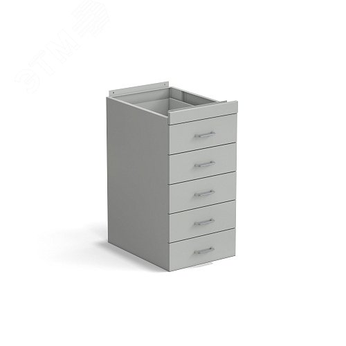 Изображение товара Тумба подвесная лабораторная 5 ящиков 400х540х760 мм, высокая, серый металл - СТАЛЬ (СТ,СМ) (шт)