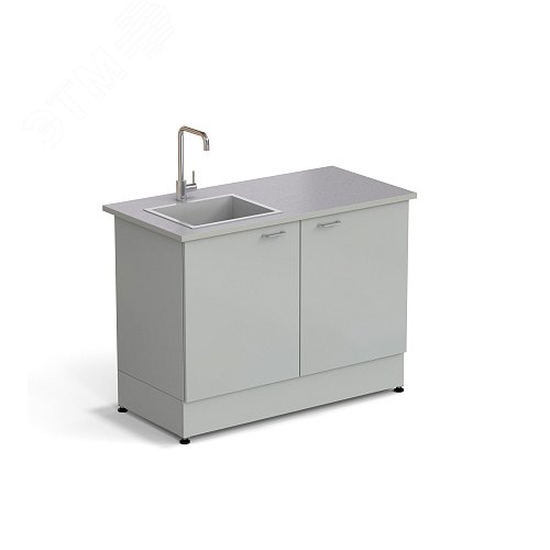 Изображение товара Стол-мойка лабораторная ЭКРОС 1200х600х900 мм, чаша стеклопластик слева, раб. поверхность - МОНОЛИТНЫЙ КЕРАМОГРАНИТ с ПВХ кромкой (МКГ,ПВХСМ) (шт)