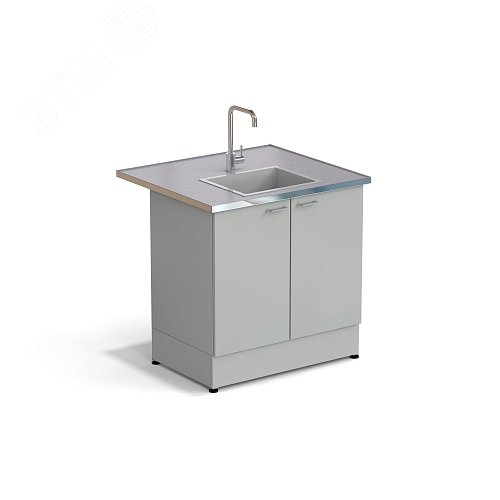 Изображение товара Стол-мойка лабораторная ЭКРОС 900х800х900 мм, чаша стеклопластик по центру , раб. поверхность - МОНОЛИТНЫЙ КЕРАМОГРАНИТ с НС бортиком (МКГ,НССМ) (шт)