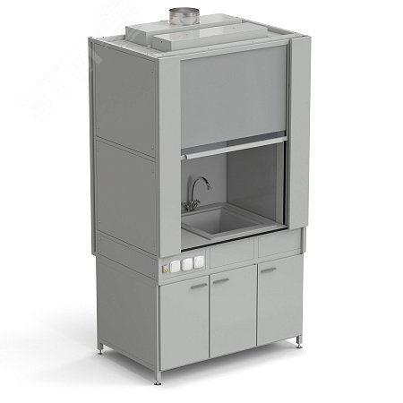 Изображение товара Лабораторный шкаф вытяжной стеклопластиковый с мойкой и электрикой 1200х820х2240 мм