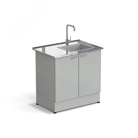 Изображение товара Лабораторный стол-моечная ЭКРОС 900х600х900 мм с чашей стеклопластик и рабочей поверхностью из нерж
