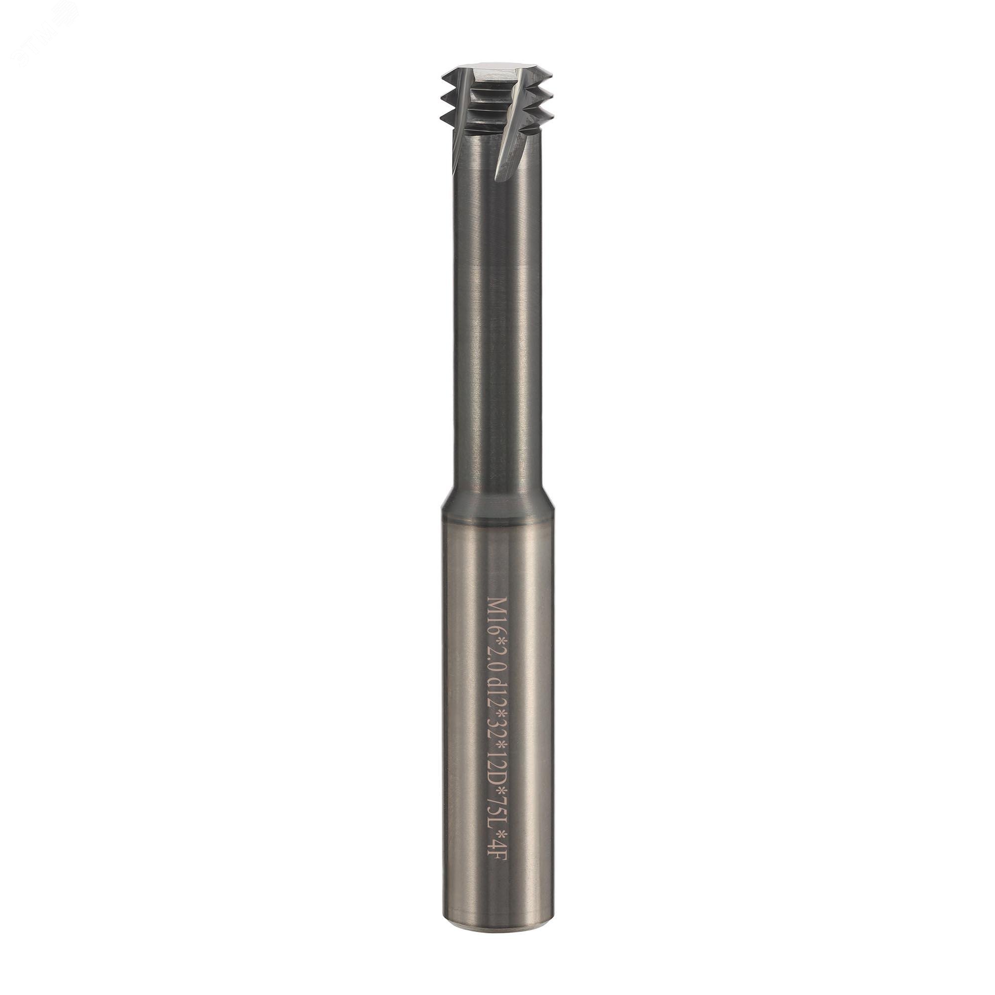 Изображение товара Резьбофреза 3-витковая М16х2,0 2xD AlTiSiN 4F 12х32х75х12мм (шт)