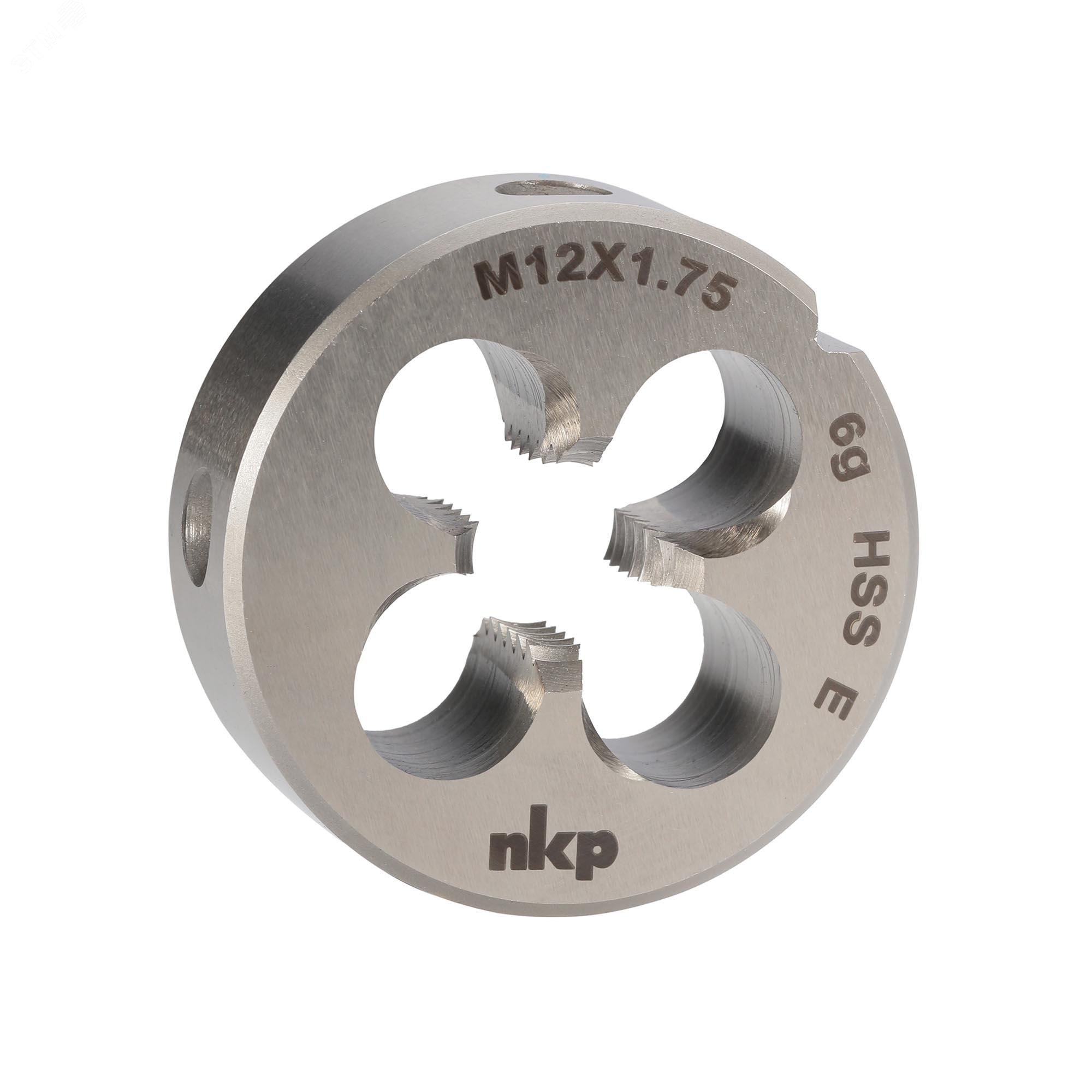 Изображение товара Плашка М12х1,75 DINEN22568 HSSE 6g 38х14мм из быстрорежущей стали для нарезания метрической резьбы