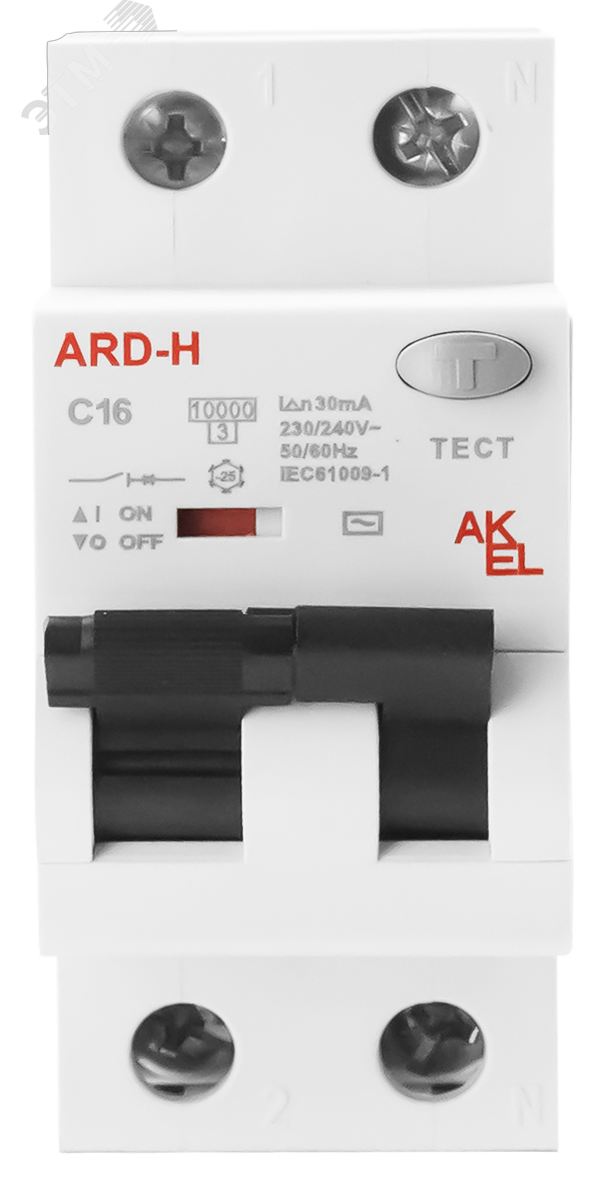Изображение товара Выключатель дифференциальный автоматический АВДТ 1P+N 20A 30мА 10kA
